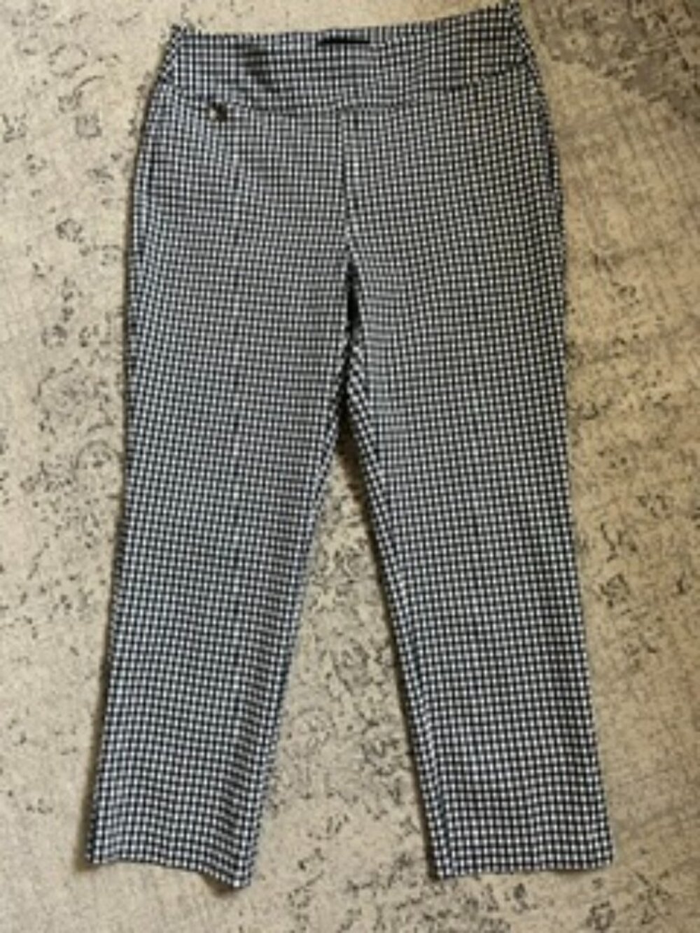 🧡3/$15 Premise Black White Checkered Stretch Pants Pull-On Ankle Style S